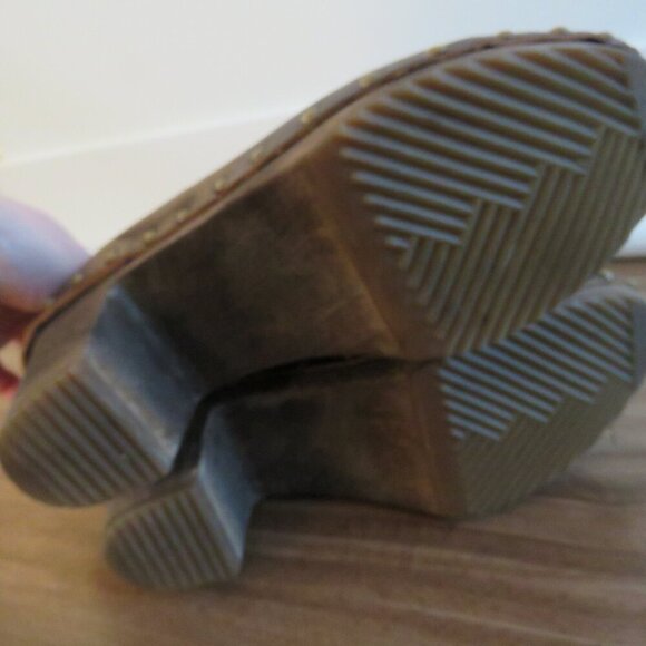 BOSABO Brown Leather Studded Clog Booties Boots Grandma Boho - Size US 6 - Picture 13 of 13